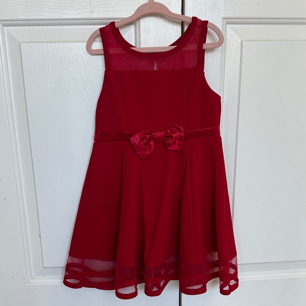Calvin Klein Elegant Red Kids Dress with Bow